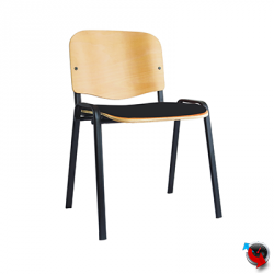 Stahlrohr-Stapelstuhl Holz Buche-Gestell schwarz mit Sitzpolster schwarz- 10 Stück stapelbar- super stabil !!!