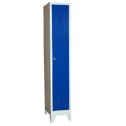 Stahl-Kleiderspind - blaue Türen - 30 cm breit - 1 Abteil  -  1 Zylinderschloss mit 2 Schlüssel - mit Füssen - Lieferzeit ca. 2-3 Wochen !